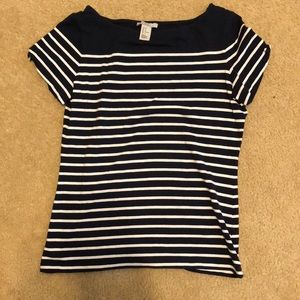 H&M Blue and White Striped Short Sleeve Shirt